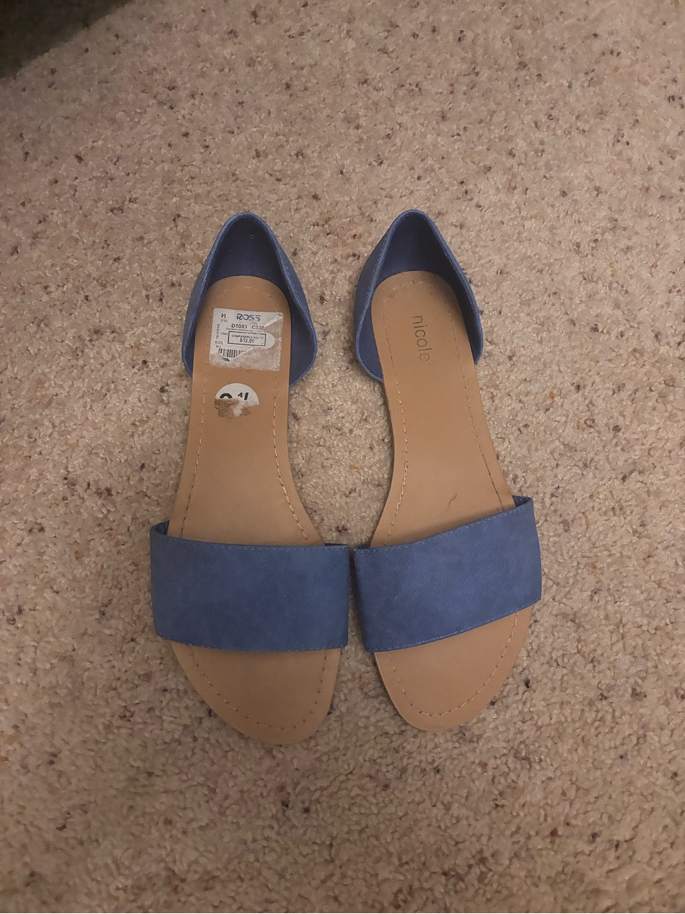 Nicole Blue Open-Front D'Orsay Flat Sandals